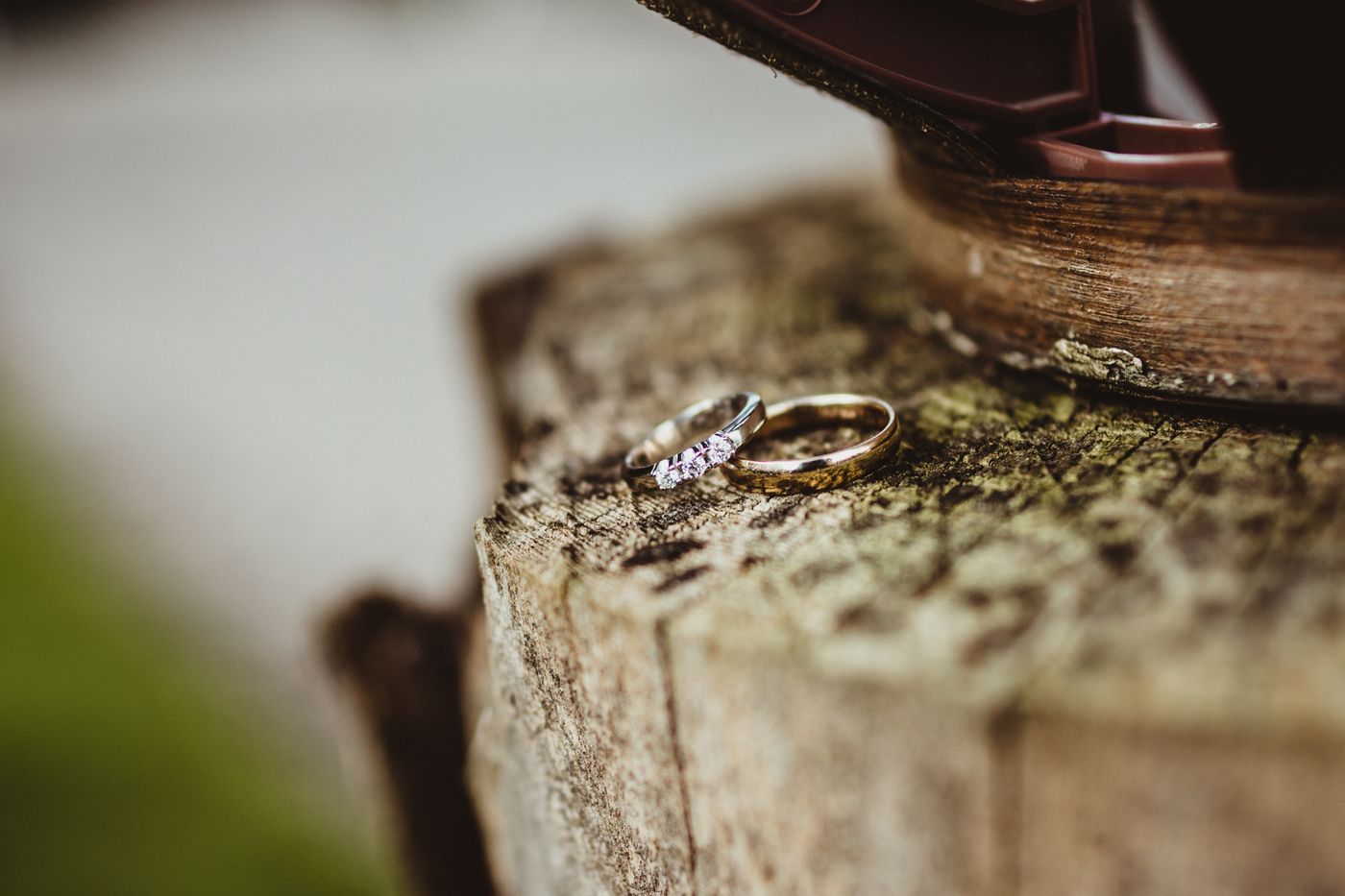 Two wedding rings resting on textured wood, illustrating a marriage alliance.